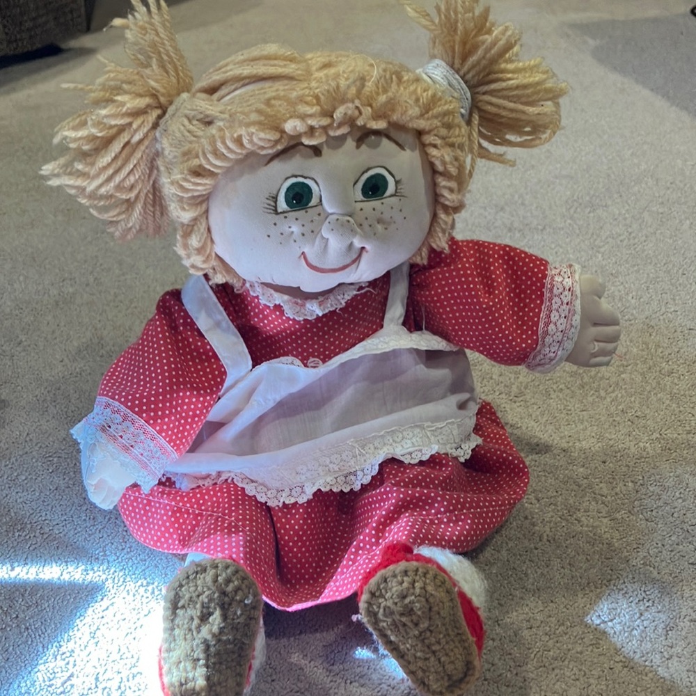 Vintage Handcrafted soft sculpture doll decor knit Crochet Halloween